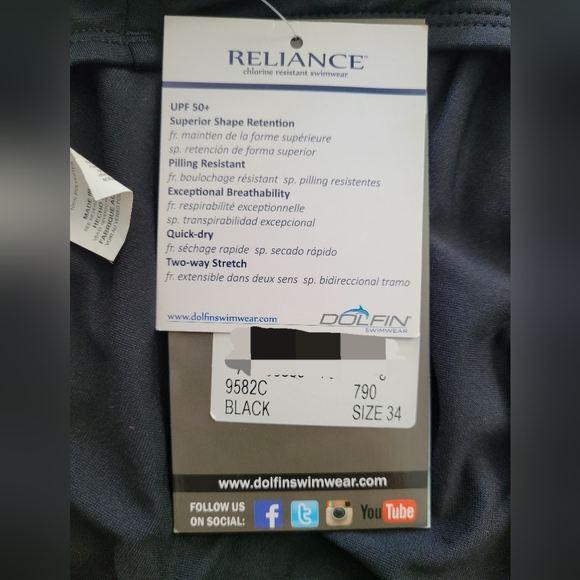 Women's Dolfin Team Solid DBX Back Competitive One-Piece Swimsuit -- Size 34 - Picture 3 of 3